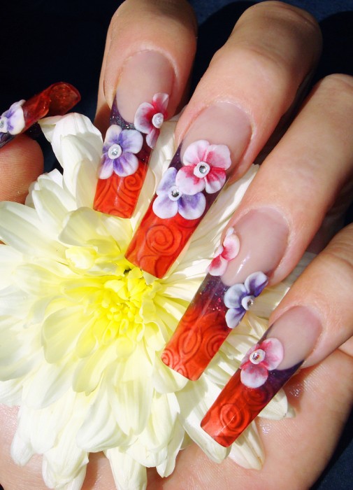 Beautiful 3D flower nail art