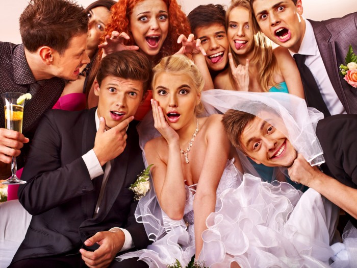 Bride and groom in photobooth