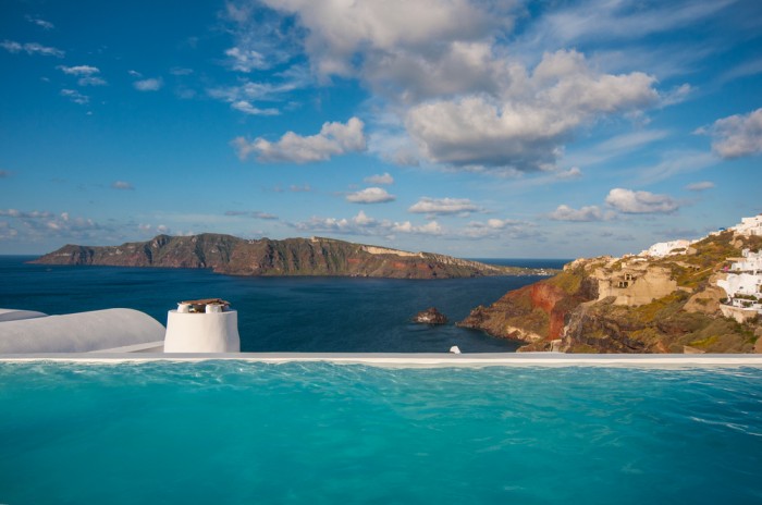 Swimming pool in Santorini