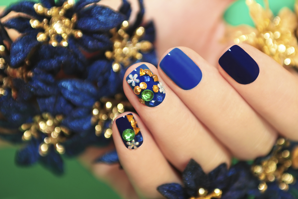 Blue 3D nails