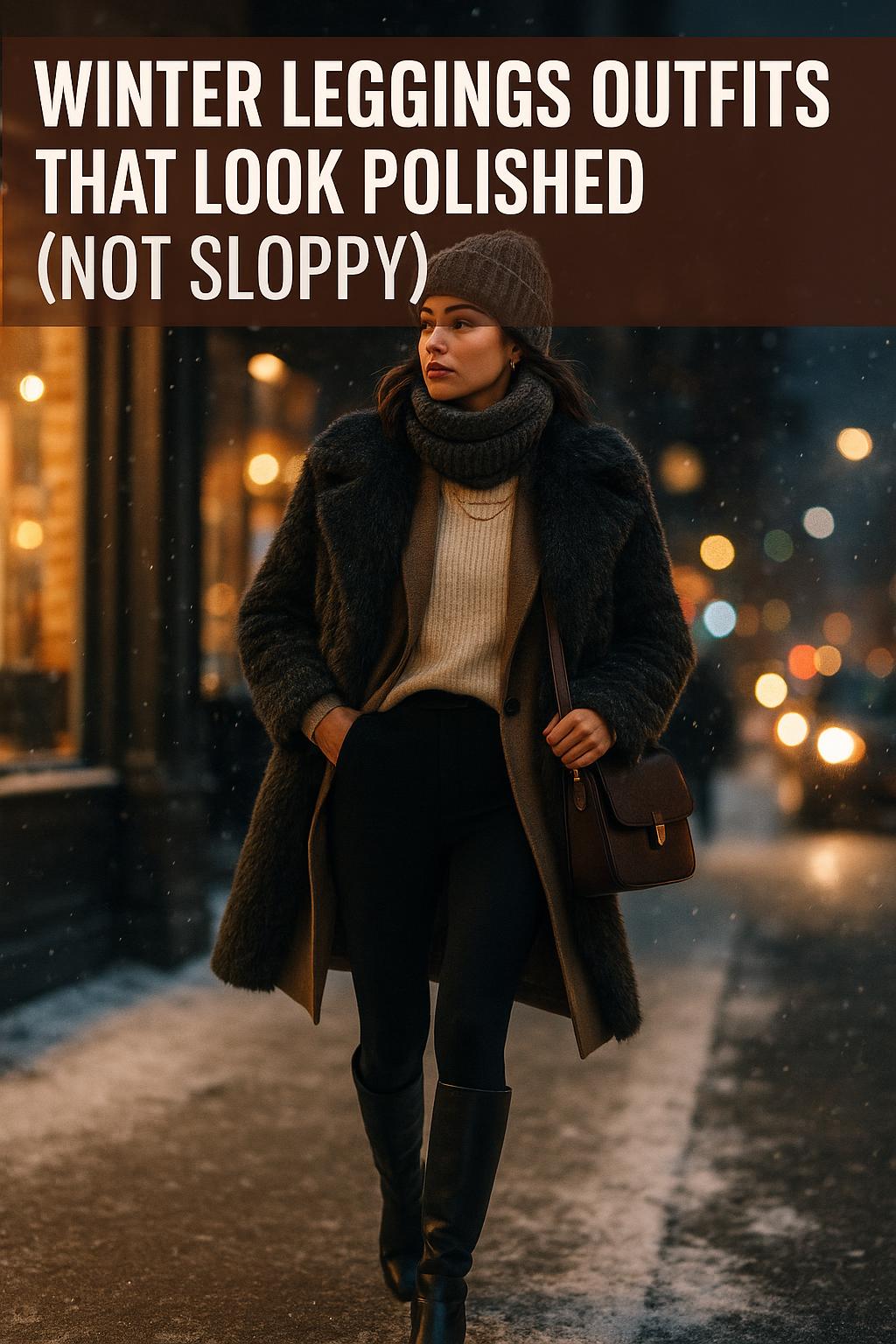 stylish winter leggings outfit with cozy sweater and boots