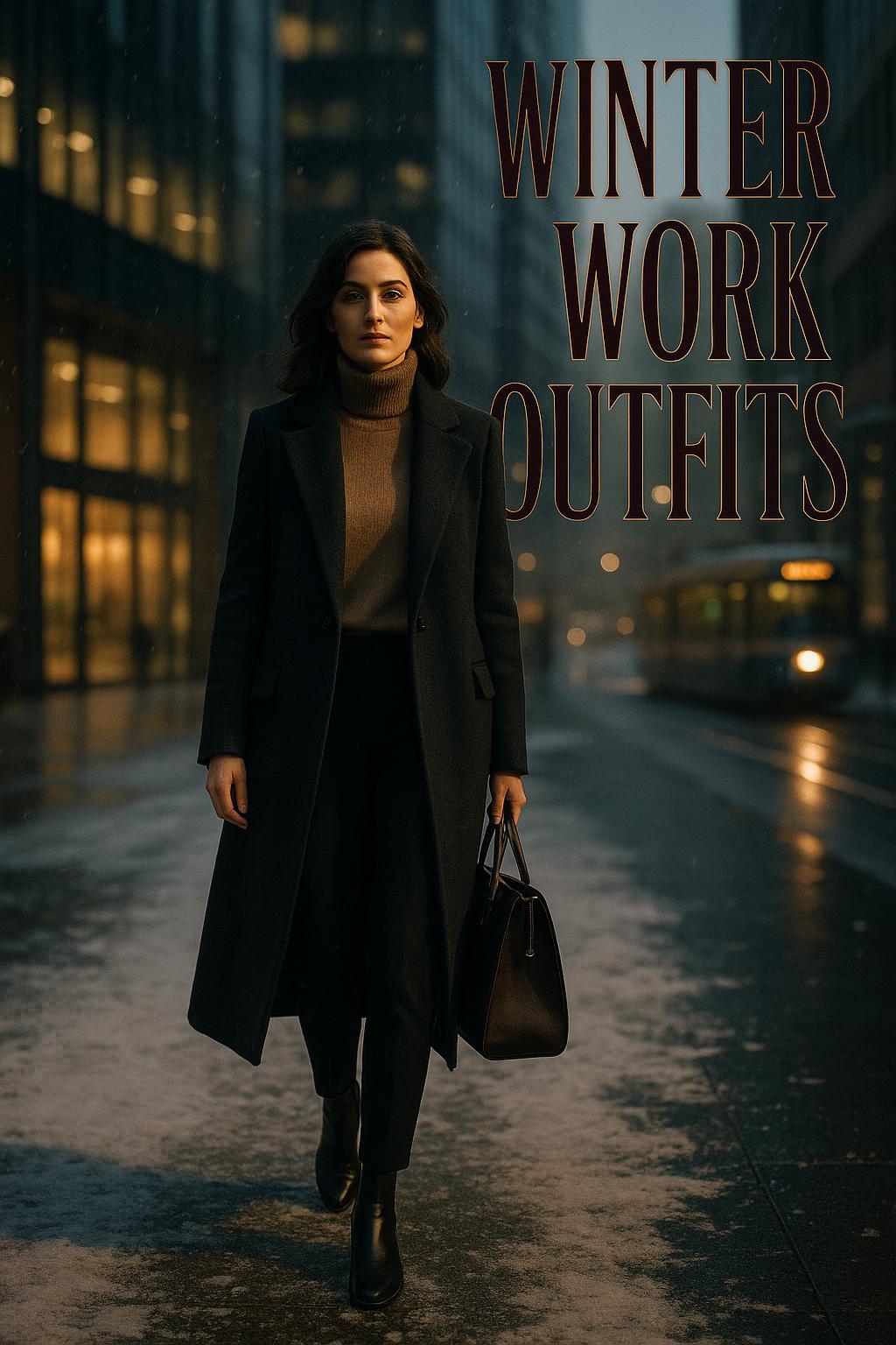 stylish woman in city street showcasing chic winter work outfits