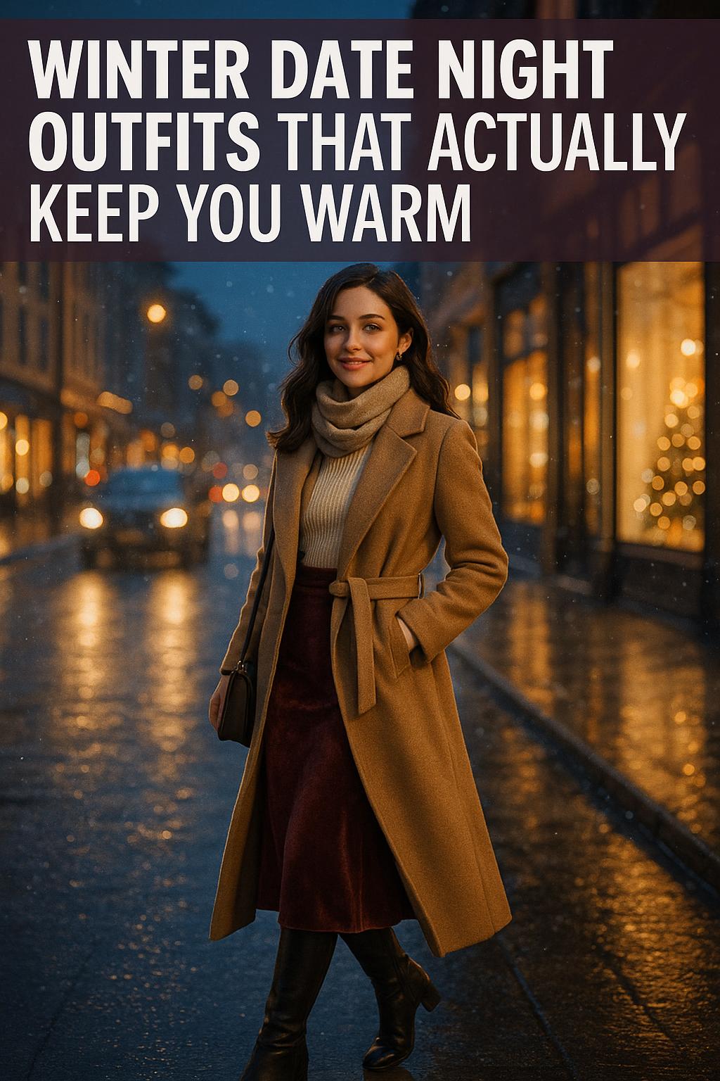 stylish winter date night outfit with cozy coat and ankle boots