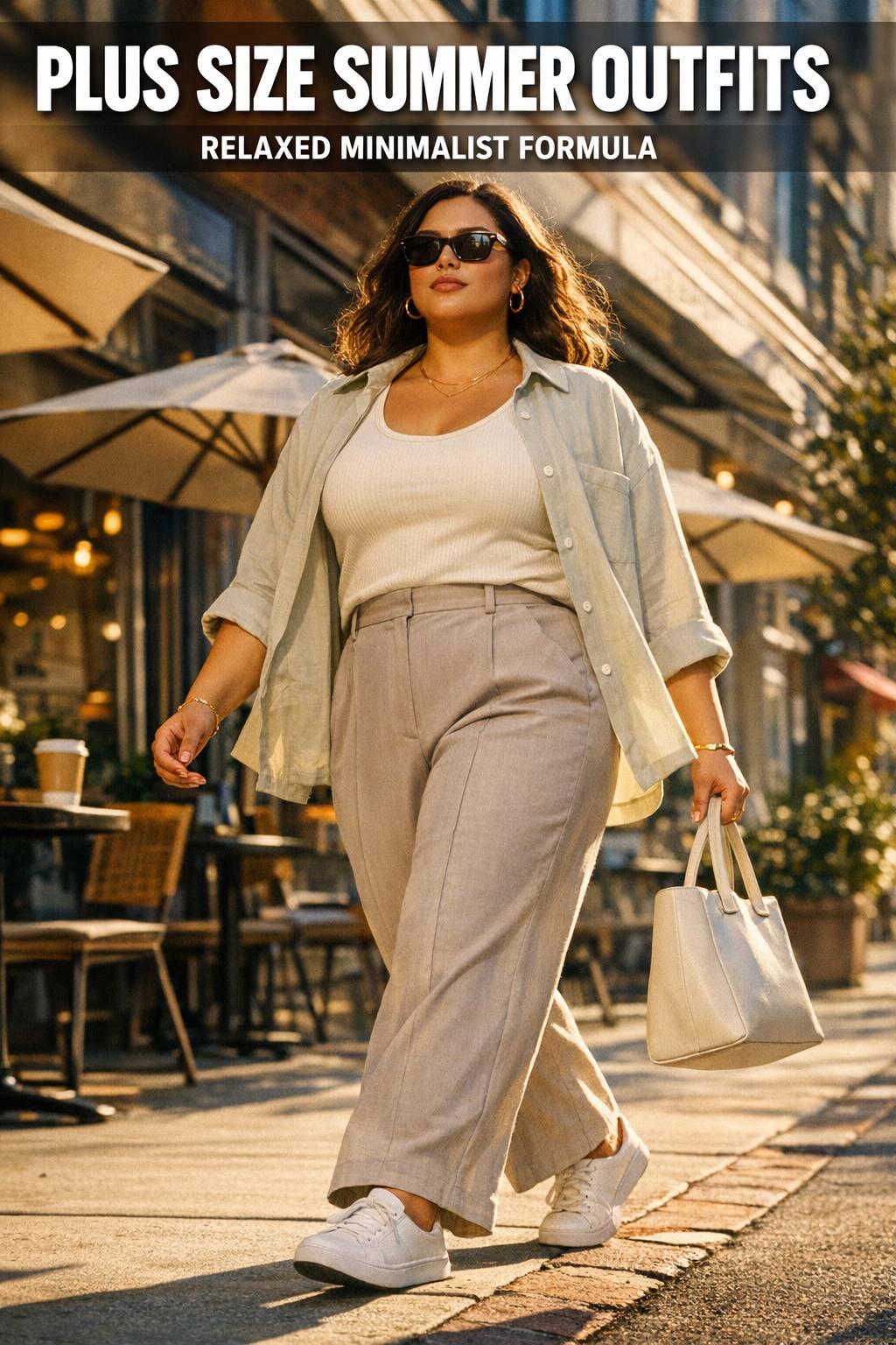 Plus size summer outfits in a bright outdoor setting, featuring breezy dresses and casual looks for warm weather.