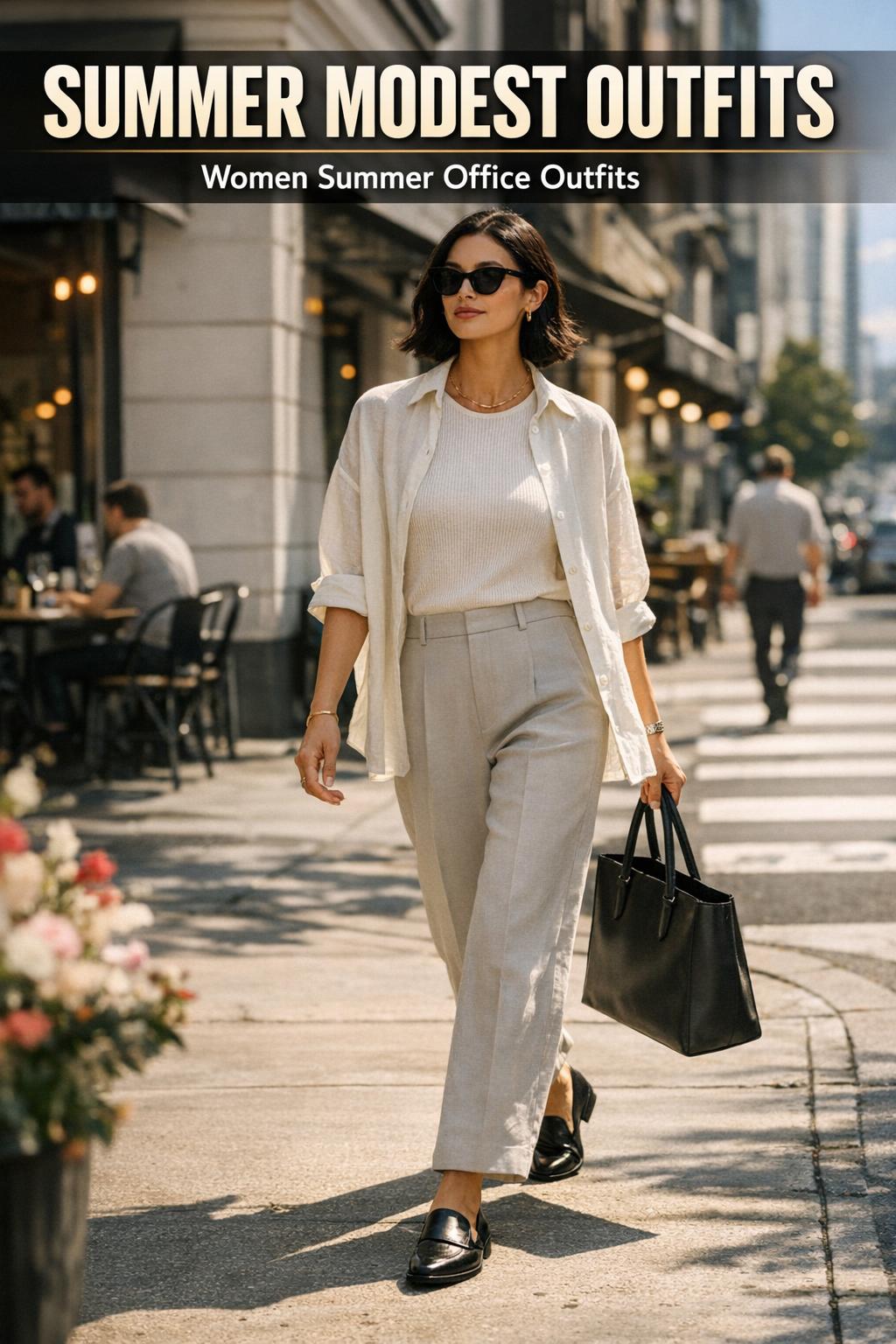 Summer modest outfits styled in a light, breezy look for warm-weather days
