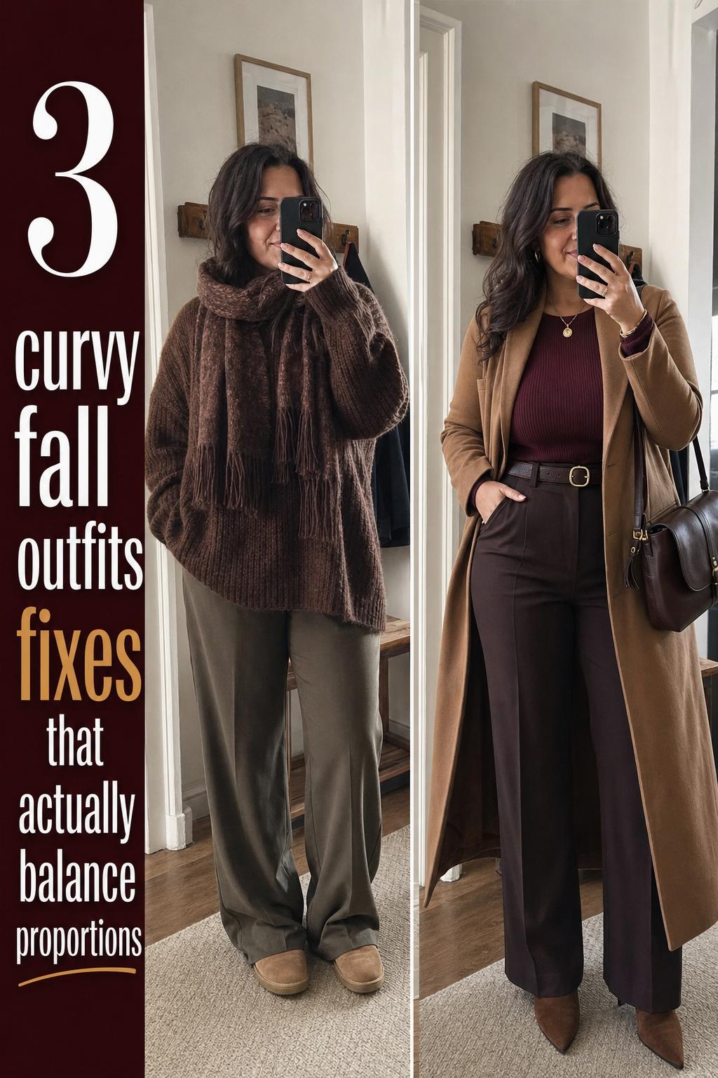 Curvy fall outfits with a cozy knit sweater, high-waisted jeans, and ankle boots on a city street