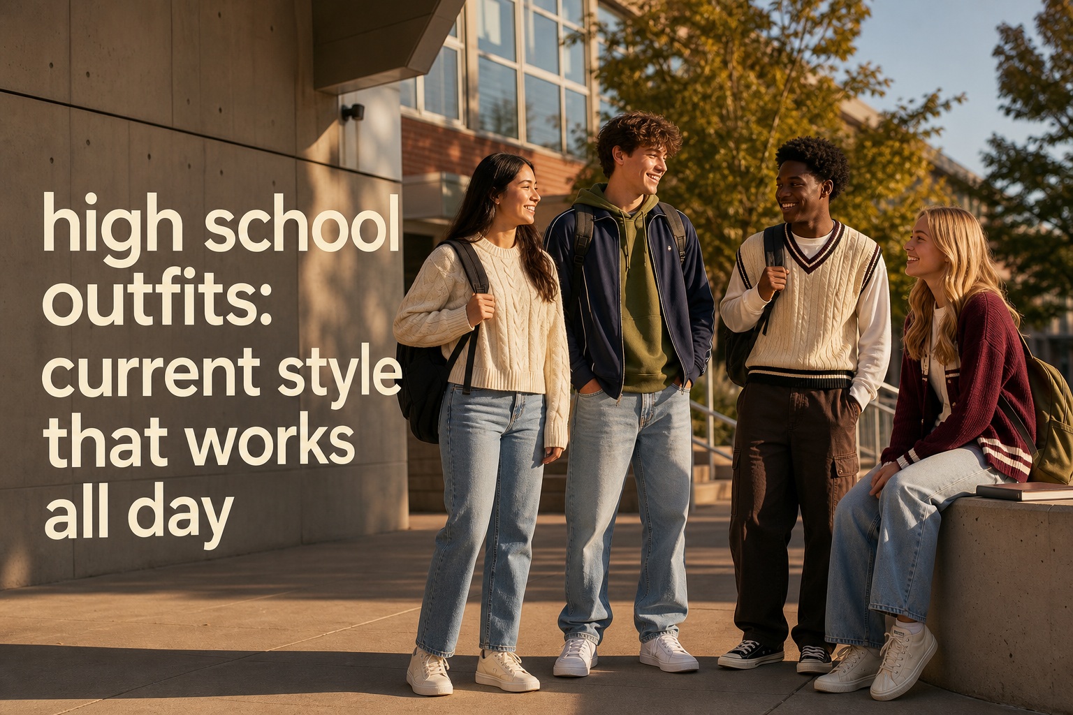 high school outfits with current style that works all day