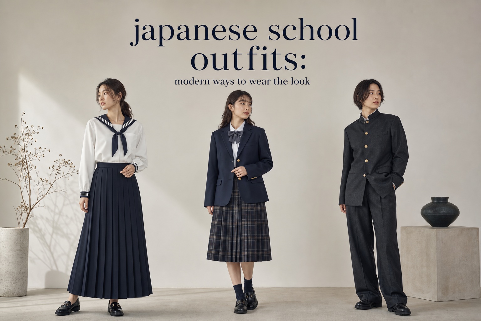 japanese school outfits in sailor, blazer, and stand collar interpretations