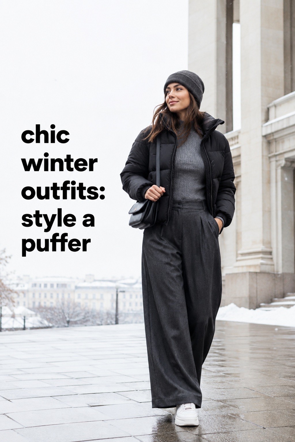Chic winter outfits with burgundy midi skirt, black knit, tights, and knee-high boots