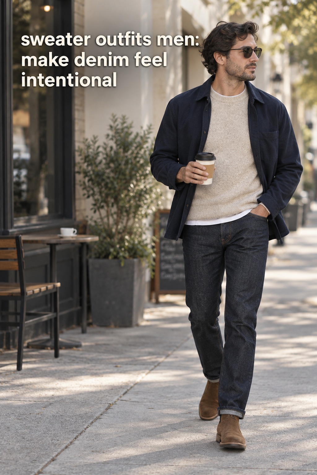 sweater outfits men: make denim feel intentional
