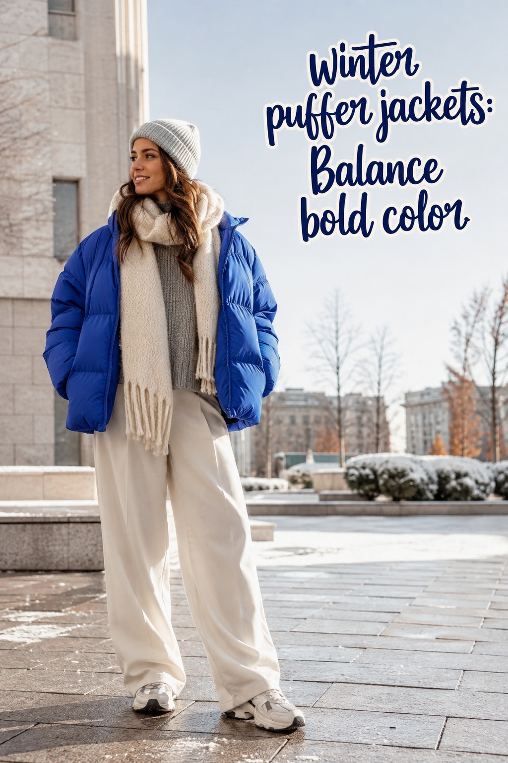 winter puffer jackets black puffer with tailored charcoal trousers