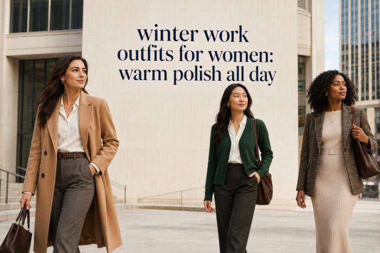 winter work outfits for women with three polished cold-weather office looks