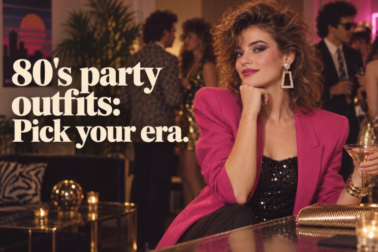 80's party outfits editorial portrait in a structured 1980s blazer