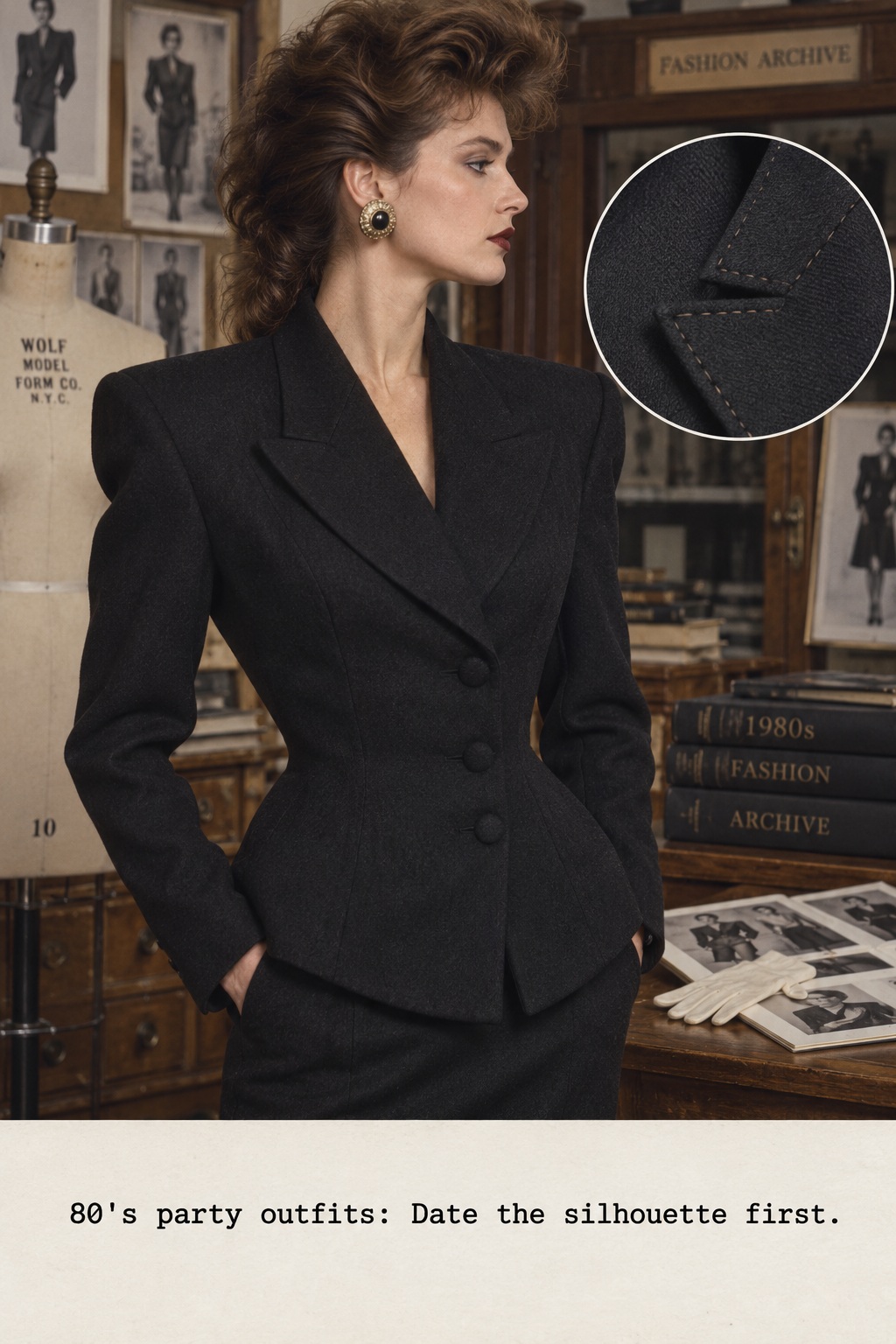 80's party outfits late-decade tailored silhouette with broad shoulders