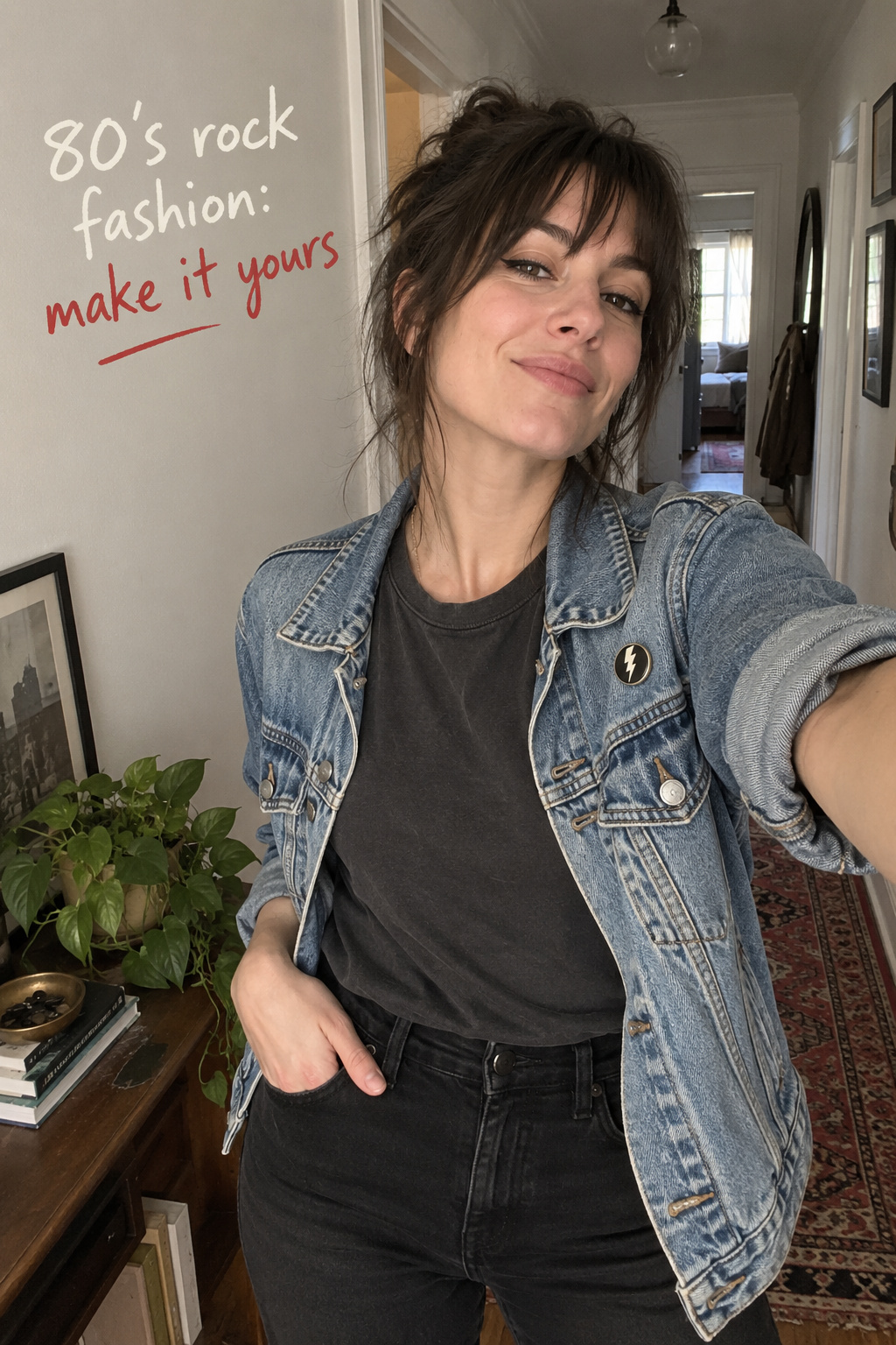 80’s rock fashion in a candid fan outfit at home