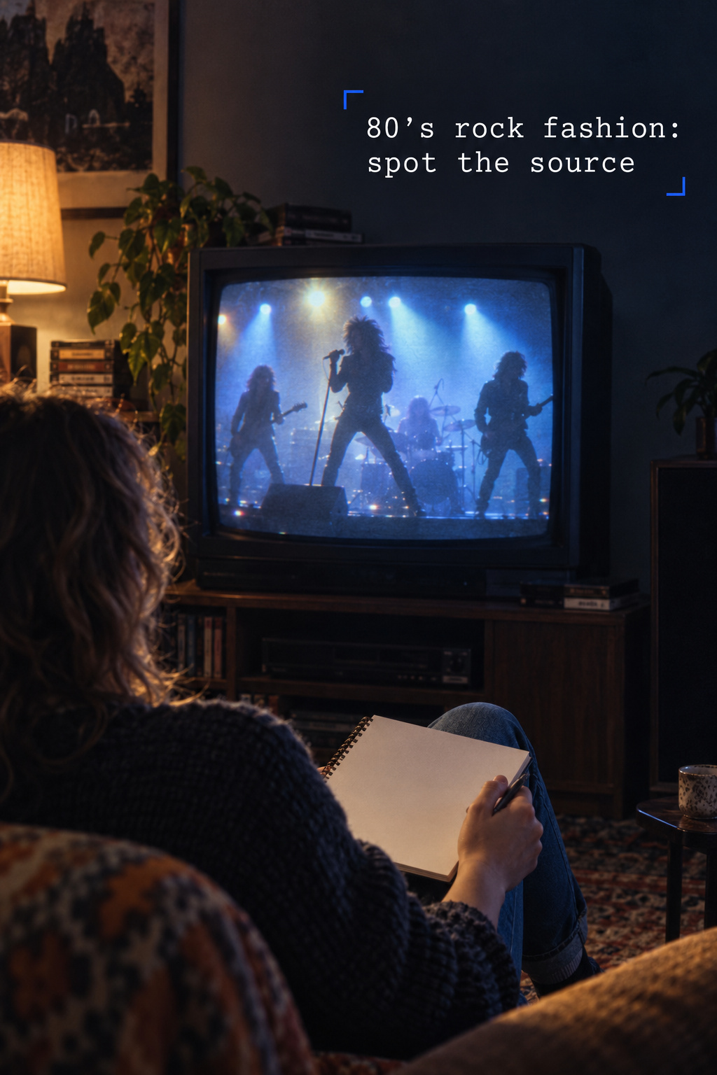 80’s rock fashion viewed from home on a CRT music video